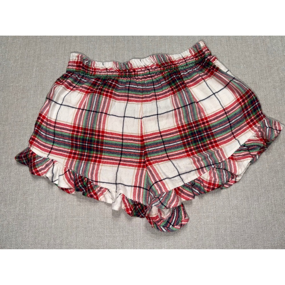 Aerie Red Plaid Ruffle Pajama Shorts Womens XS Holiday Christmas Sleepwear - Picture 2 of 6